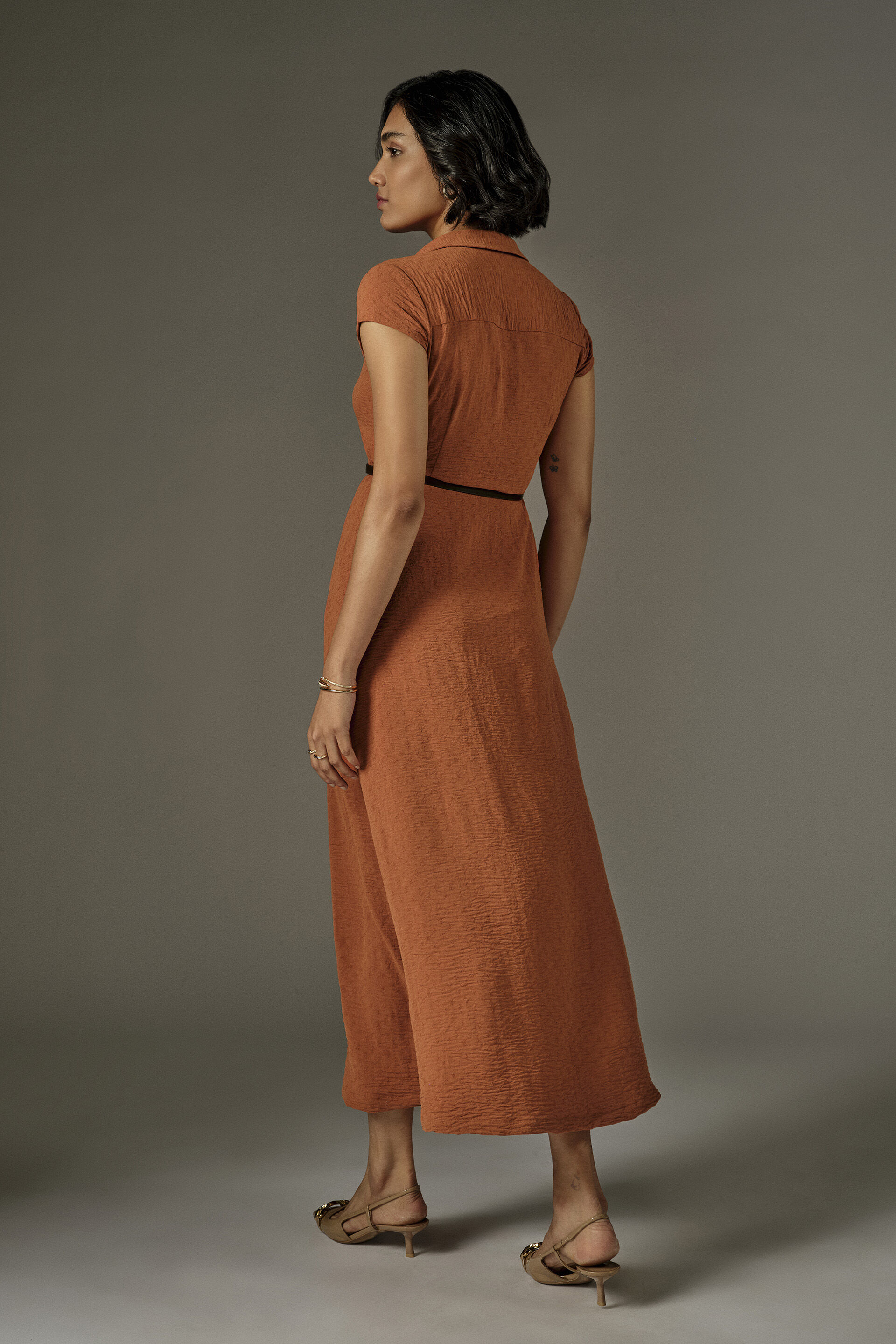 Fit & Flare Midi Dress in Rust, Rust, image 5